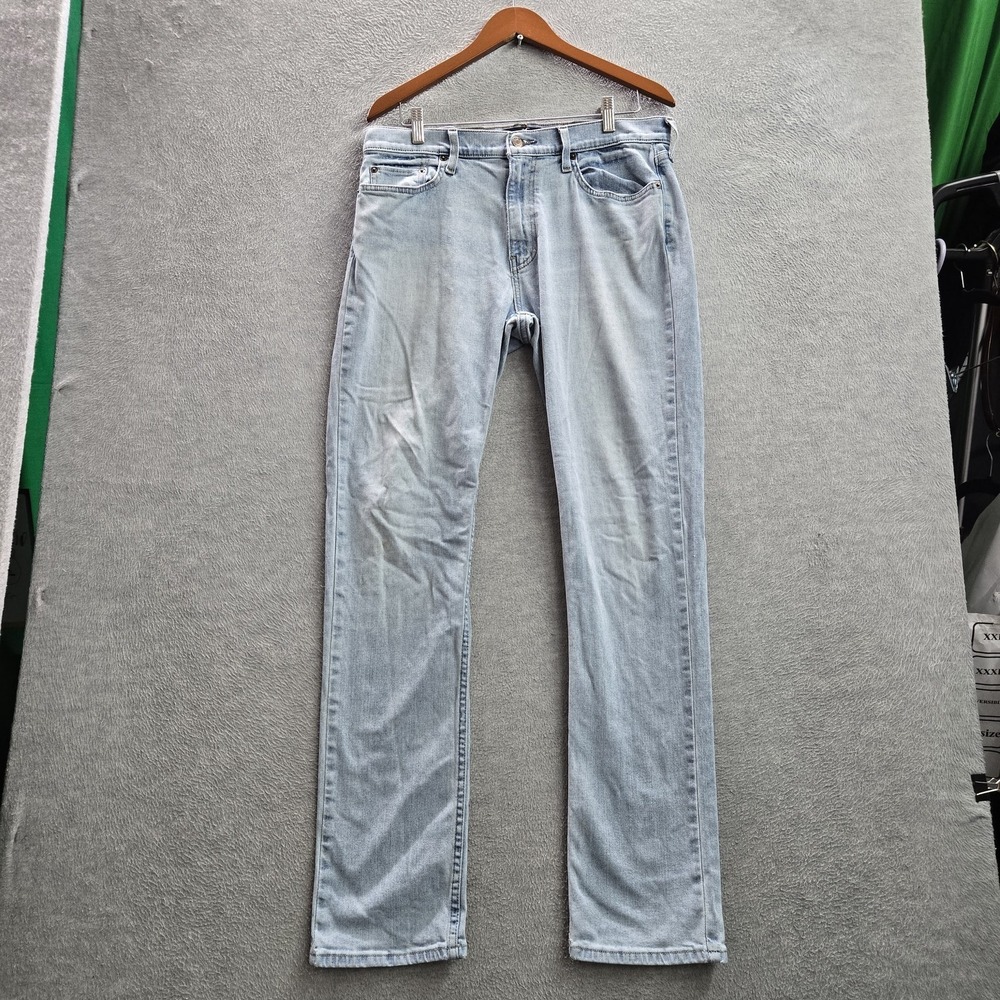 Hollister Men Jeans 32X34 Light Blue Denim Slim Straight Epic Flex
